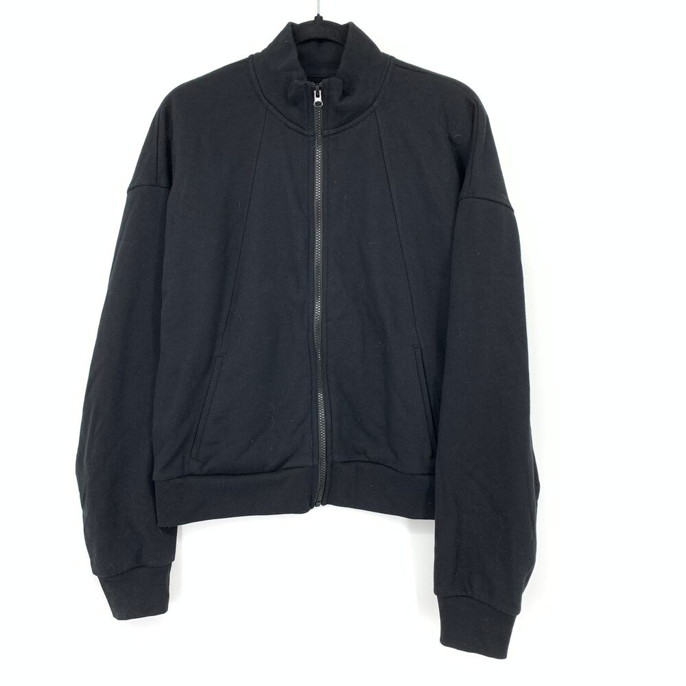 GAP Full Zip Mock Neck Sweatshirt Womens Size Medium Black